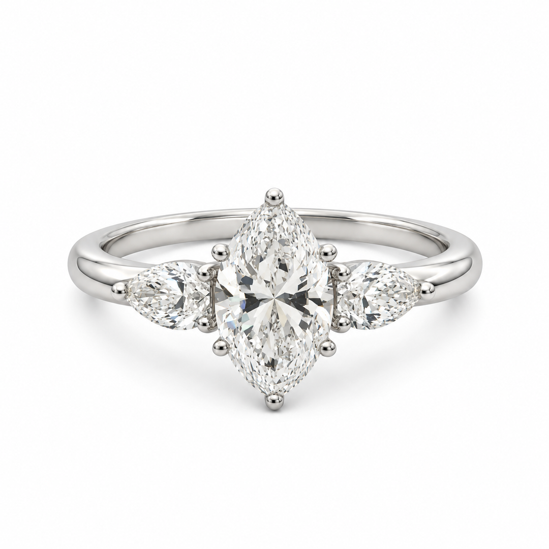 Three Stone Marquise Diamond Ring