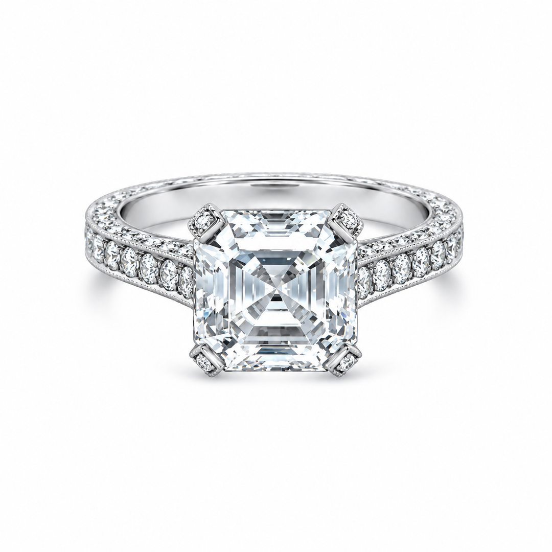 Lustrous Square Cut Diamond Ring