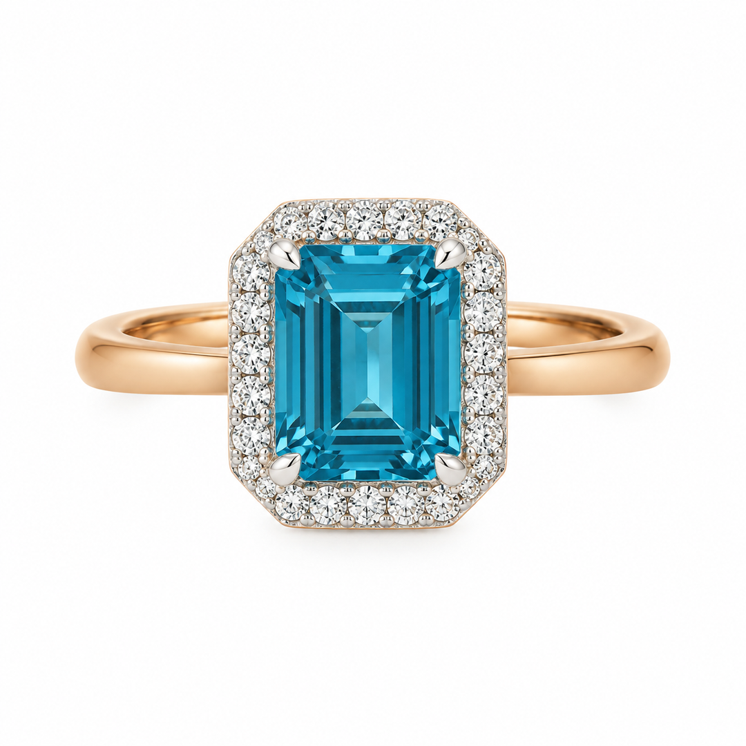 Blue Topaz Diamond Ring