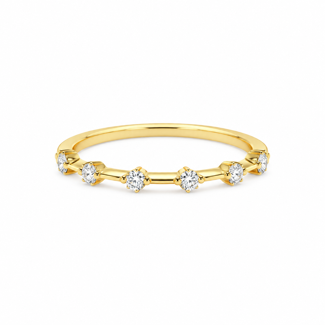 Floating Diamond Station Ring in yellow gold