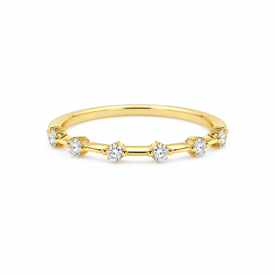 Floating Diamond Station Ring in yellow gold