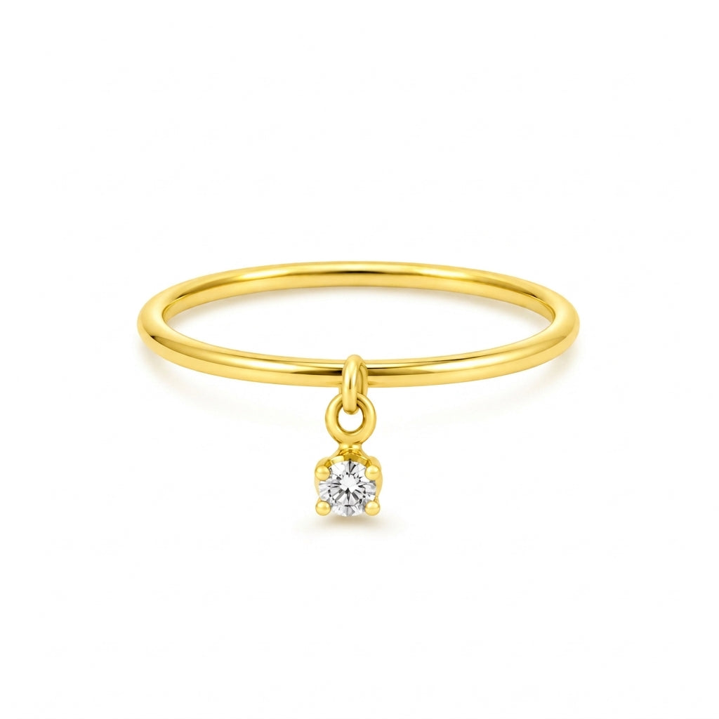 Minimalist Diamond Drop Ring