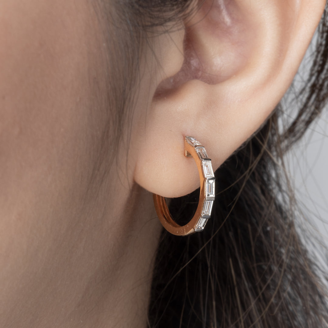 Baguette Diamond Hoop Earrings