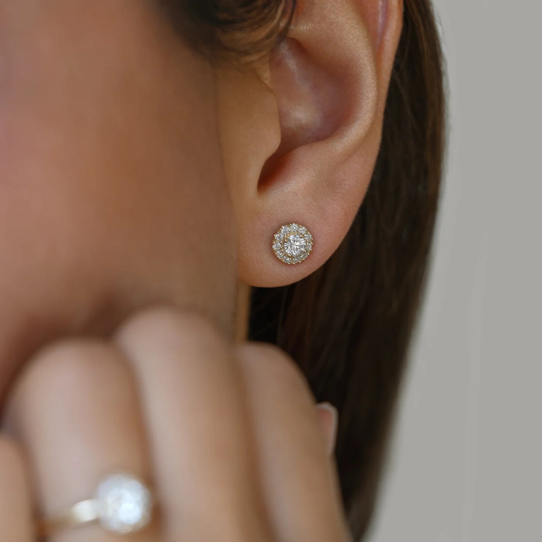 Diamond Halo Stud Earrings