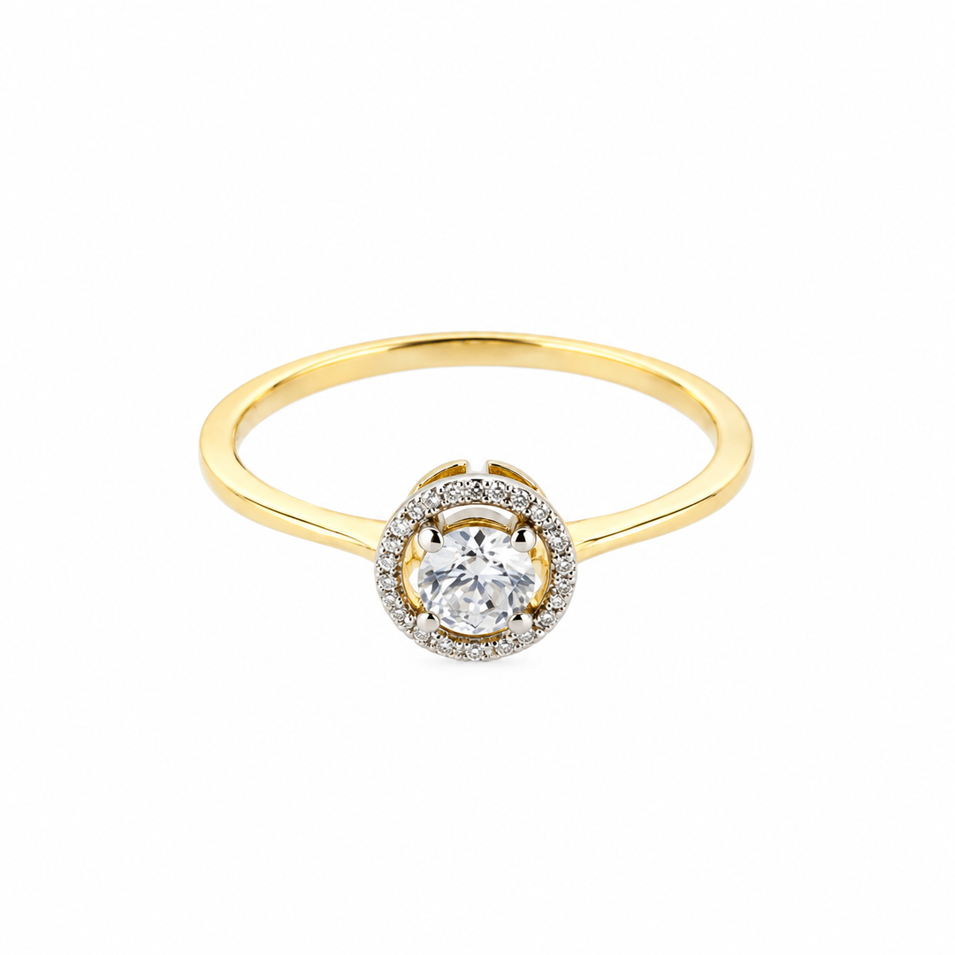 Solitaire Diamond Ring with Micro-Pavé Halo