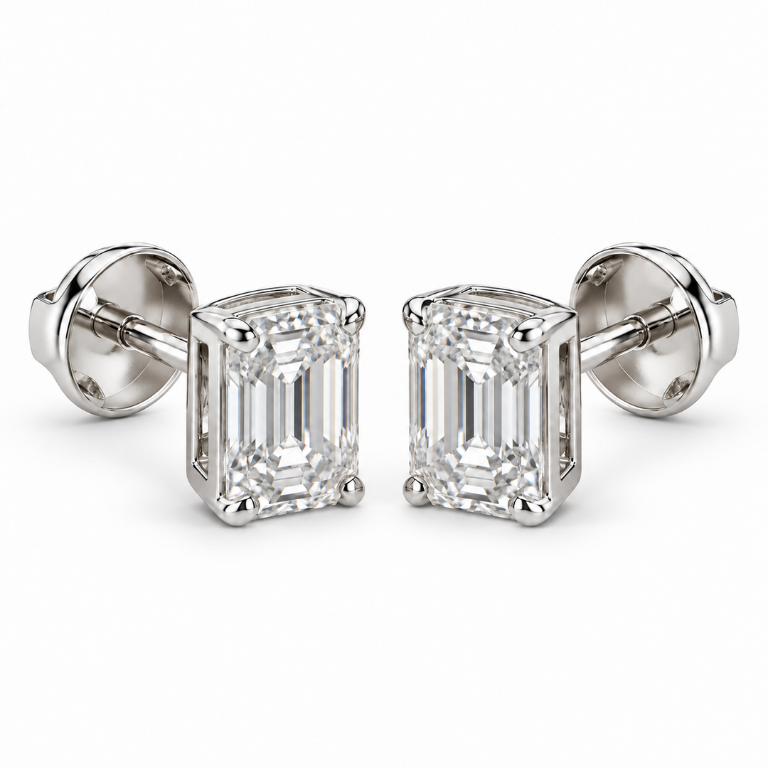 Diamond Solitaire Stud Earrings in white gold