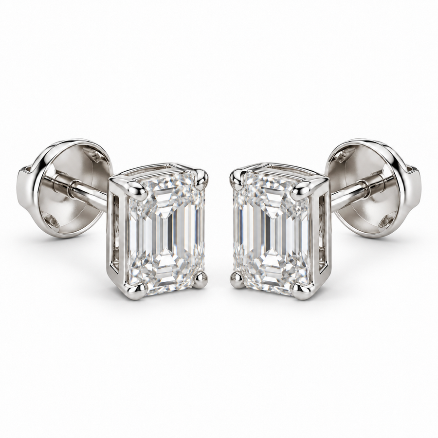 Diamond Solitaire Stud Earrings in white gold