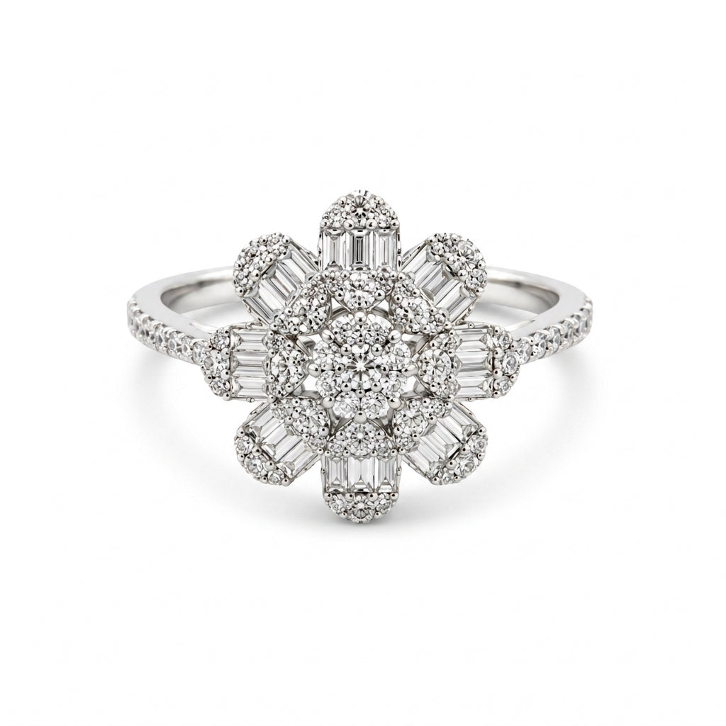 Diamond Floral Cluster Ring