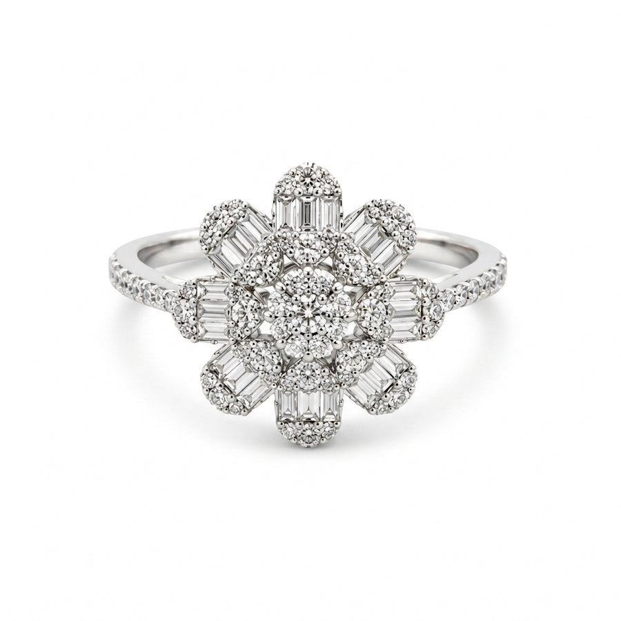 Diamond Floral Cluster Ring