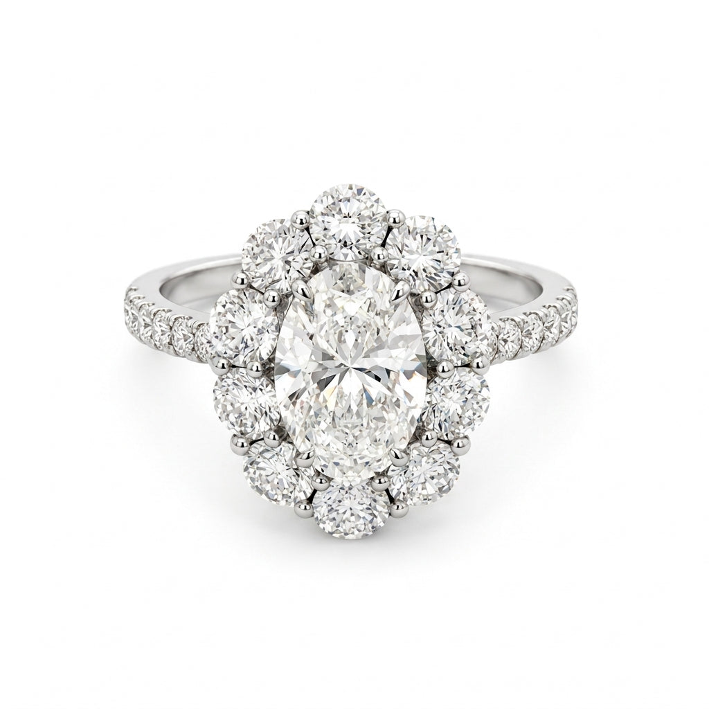 Majestic Oval Diamond Ring in white gold