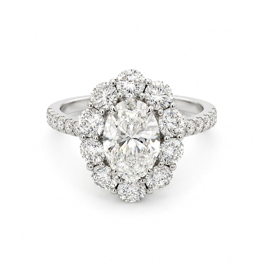 Majestic Oval Diamond Ring in white gold