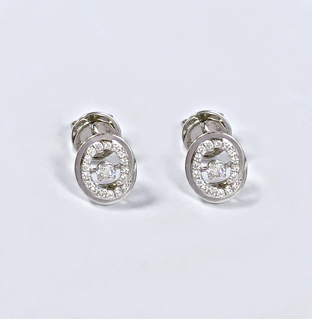 Oval Dancing Diamond Gold Studs