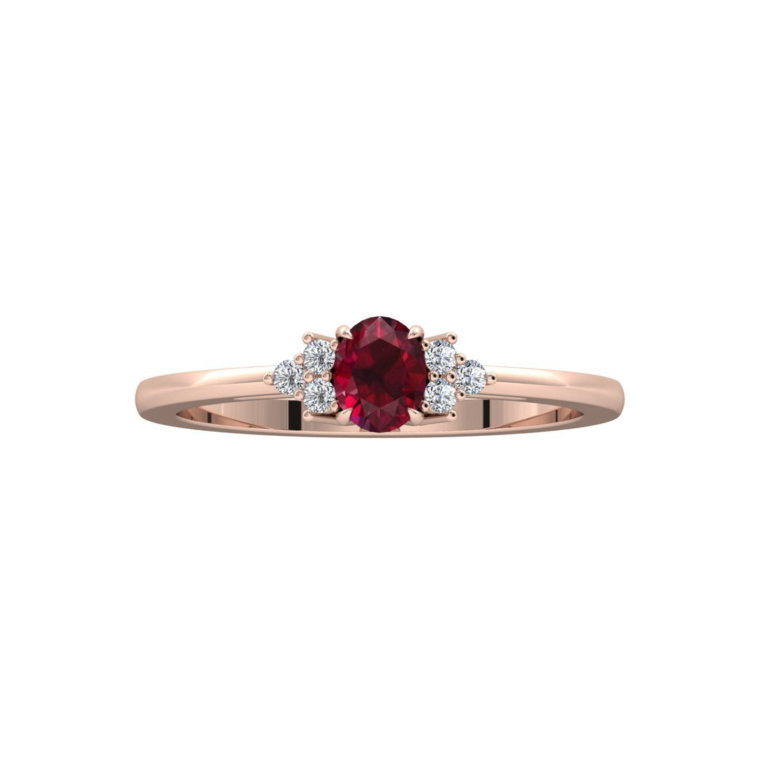 Oval Cut Ruby Cluster Diamonds Ring