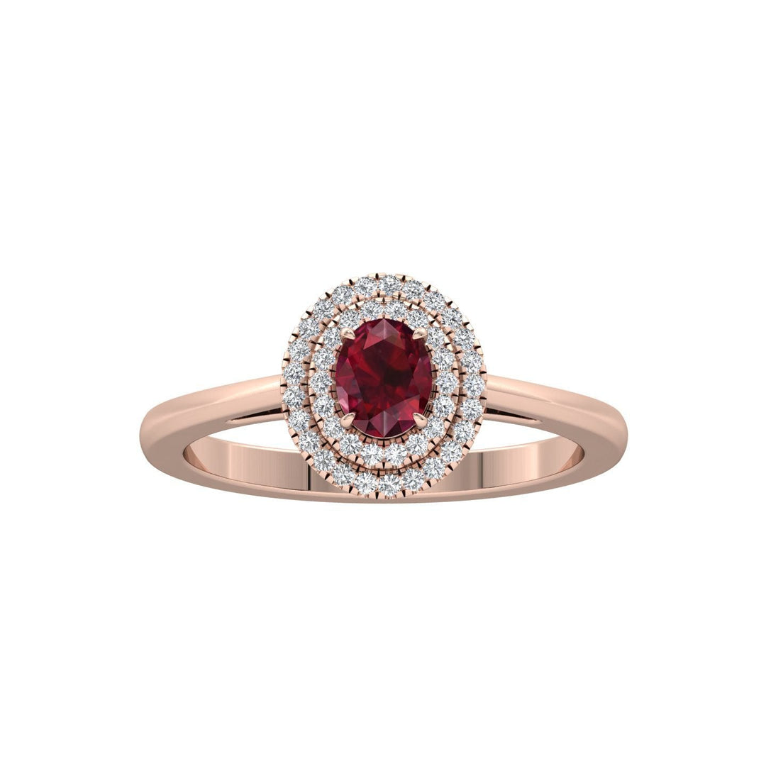 Double halo Diamond Ruby Ring