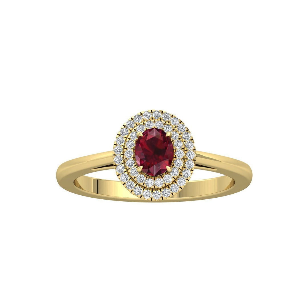 Double halo Diamond Ruby Ring