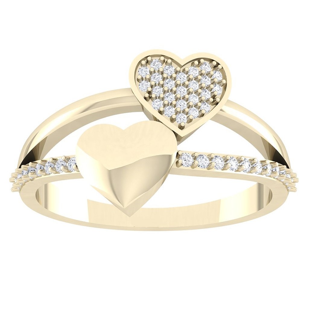 Gold heart diamond ring