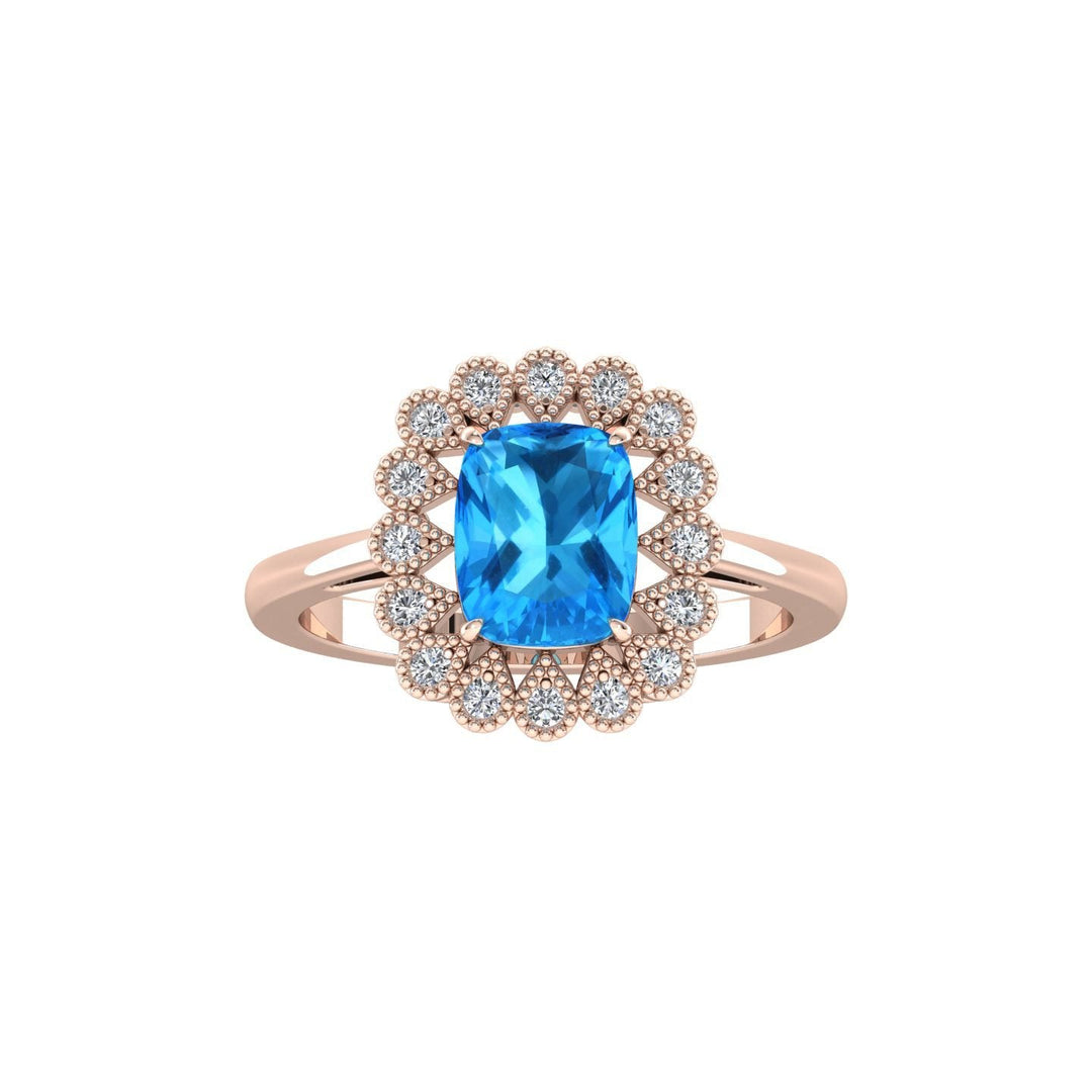 Glorious Blue Topaz Diamond Ring