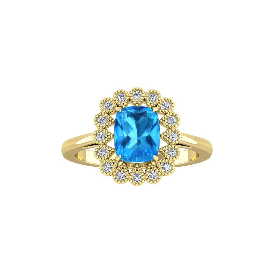 Glorious Blue Topaz Diamond Ring