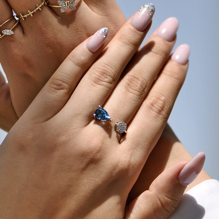 Celestial Blue Topaz Diamond Ring