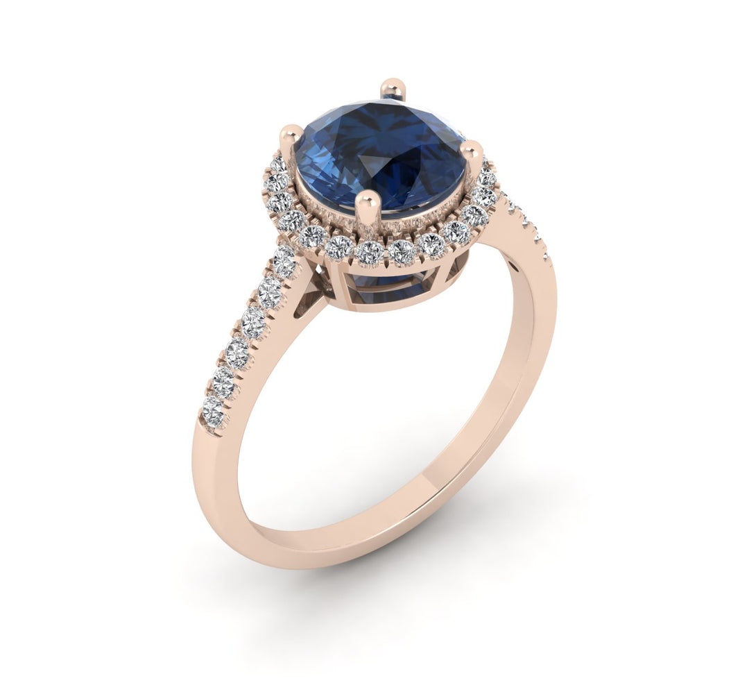Elegant Halo Accent Diamond Ring in rose gold
