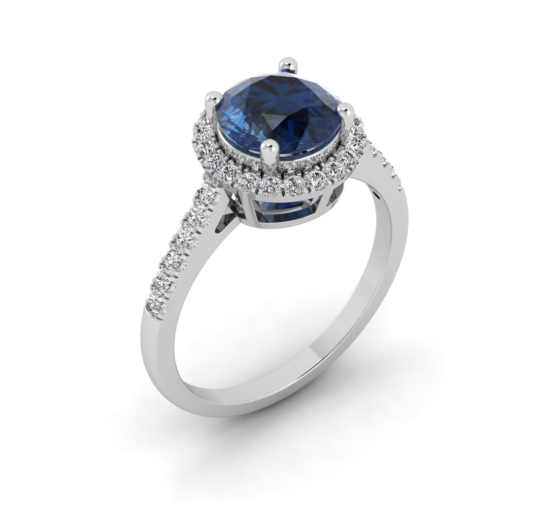 Elegant Halo Accent Diamond Ring in white gold