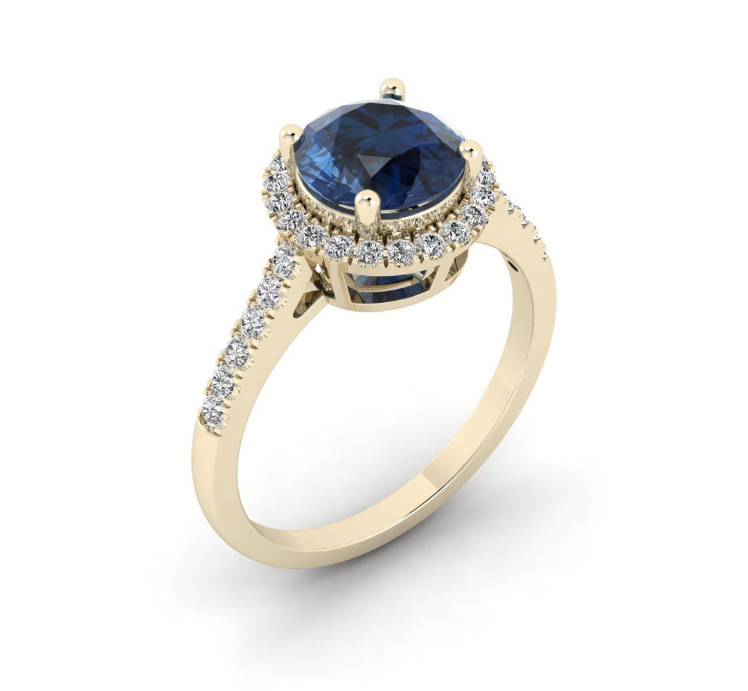 Elegant Halo Accent Diamond Ring in yellow gold