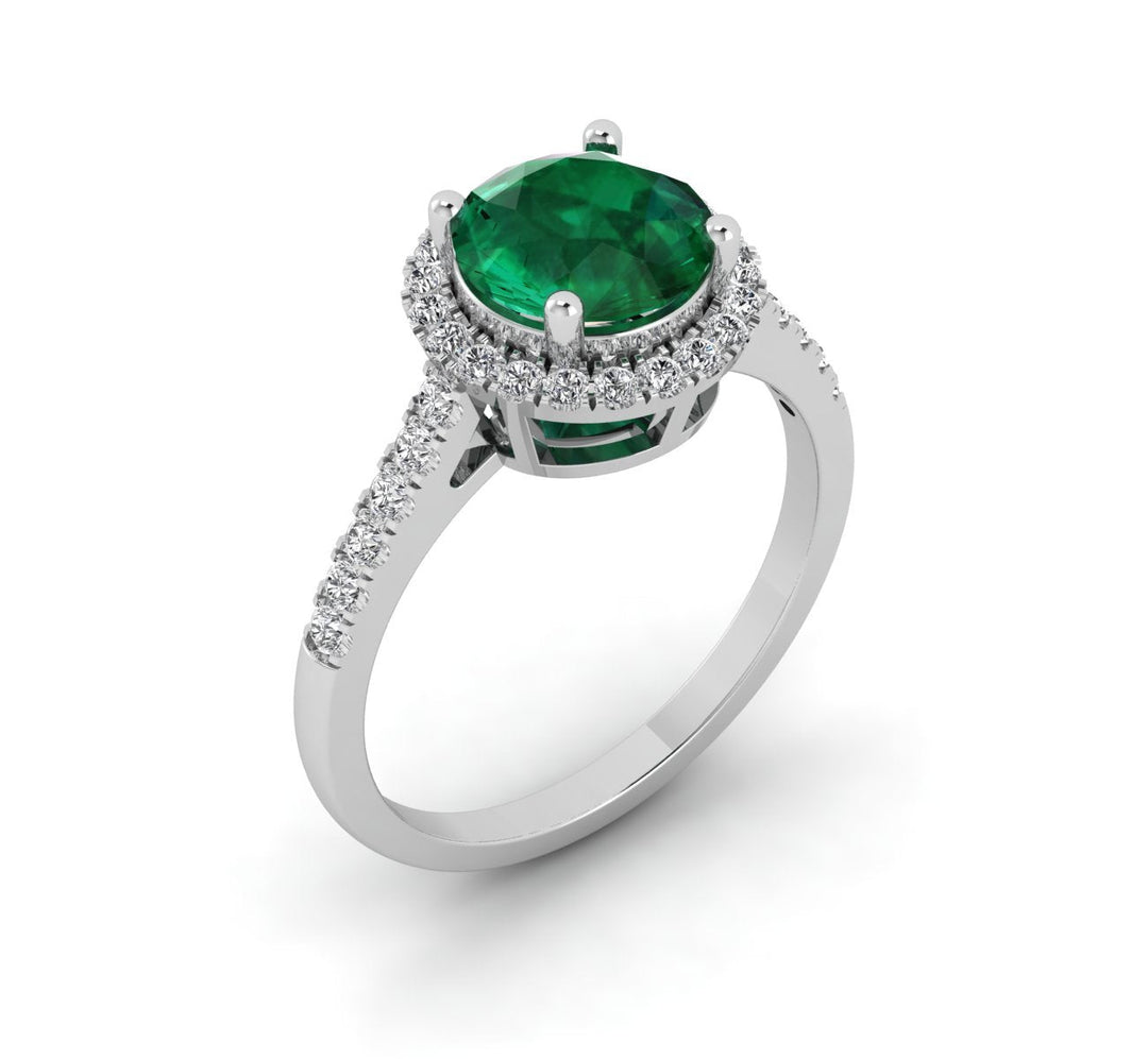 Elegant Halo Accent Diamond Ring in white gold