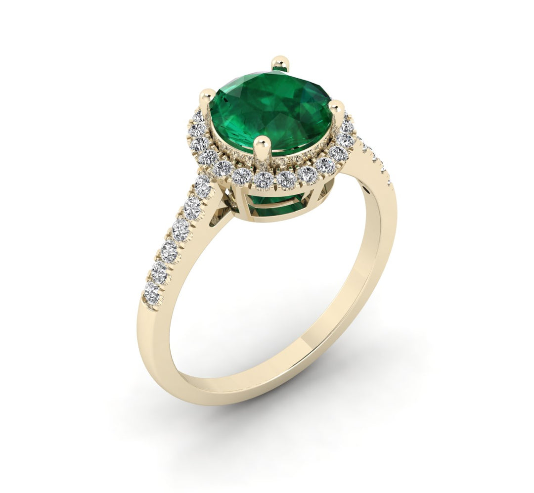Elegant Halo Accent Diamond Ring in yellow gold