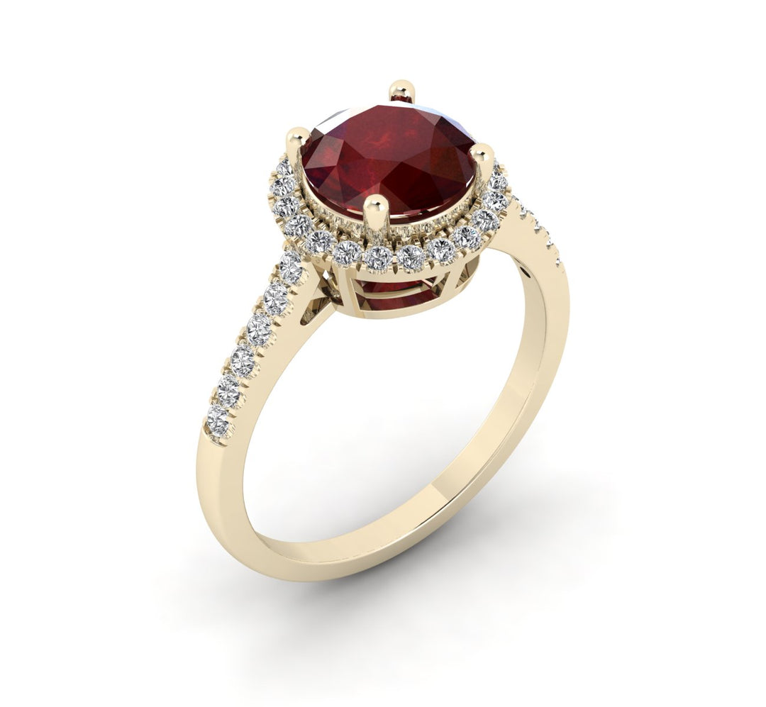 Elegant Halo Accent Diamond Ring in yellow gold