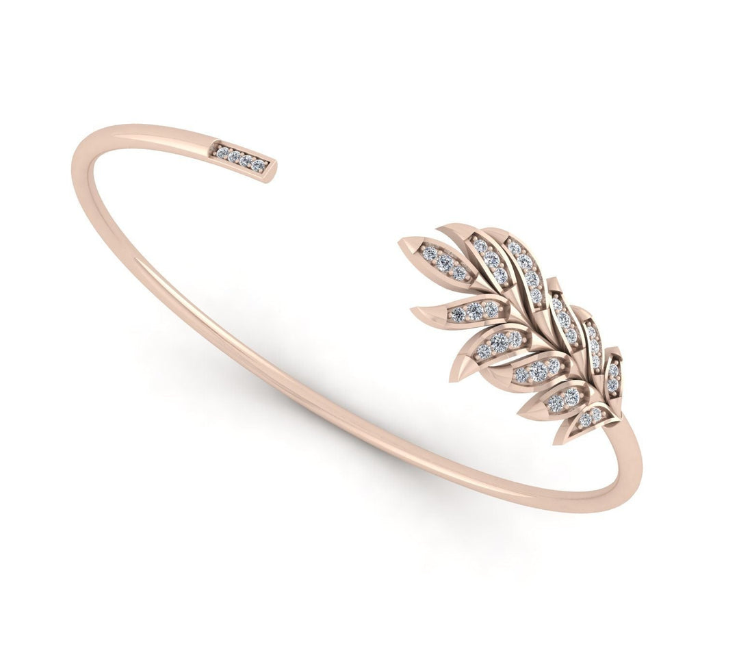 18k Leaf Diamond Cuff Bracelet