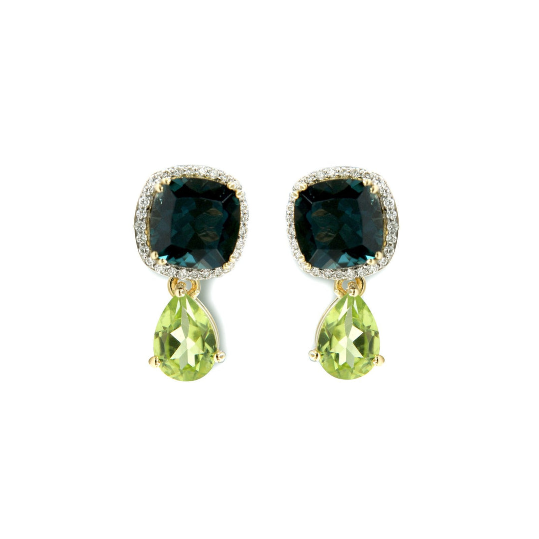 18k London Blue Topaz Diamond Earrings