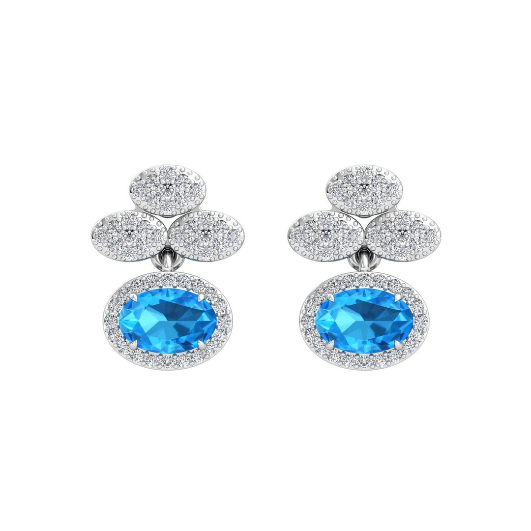 18k Blue Topaz Diamond Drop Earrings