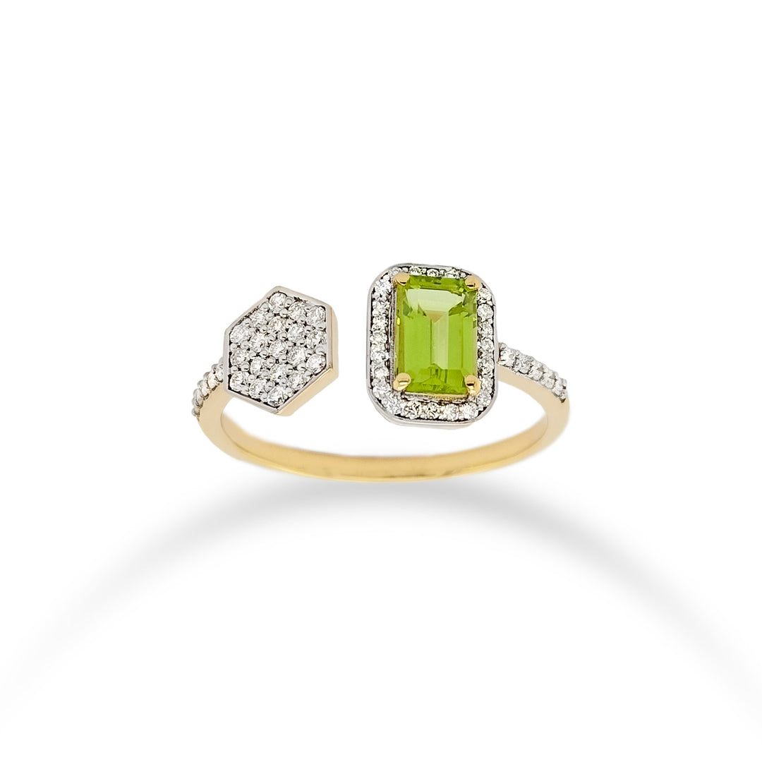 18k Peridot & Diamond Open Ring