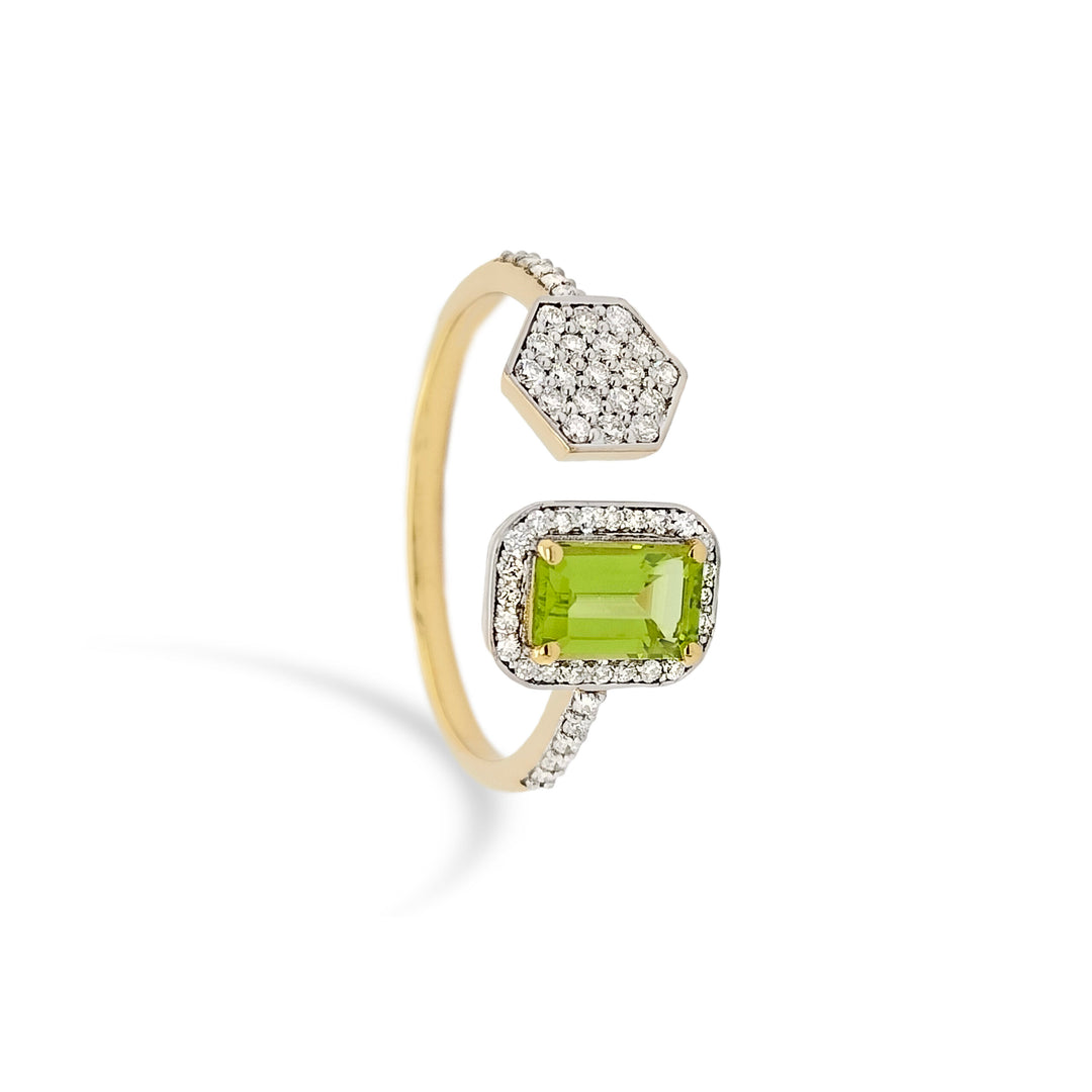 18k Peridot & Diamond Open Ring