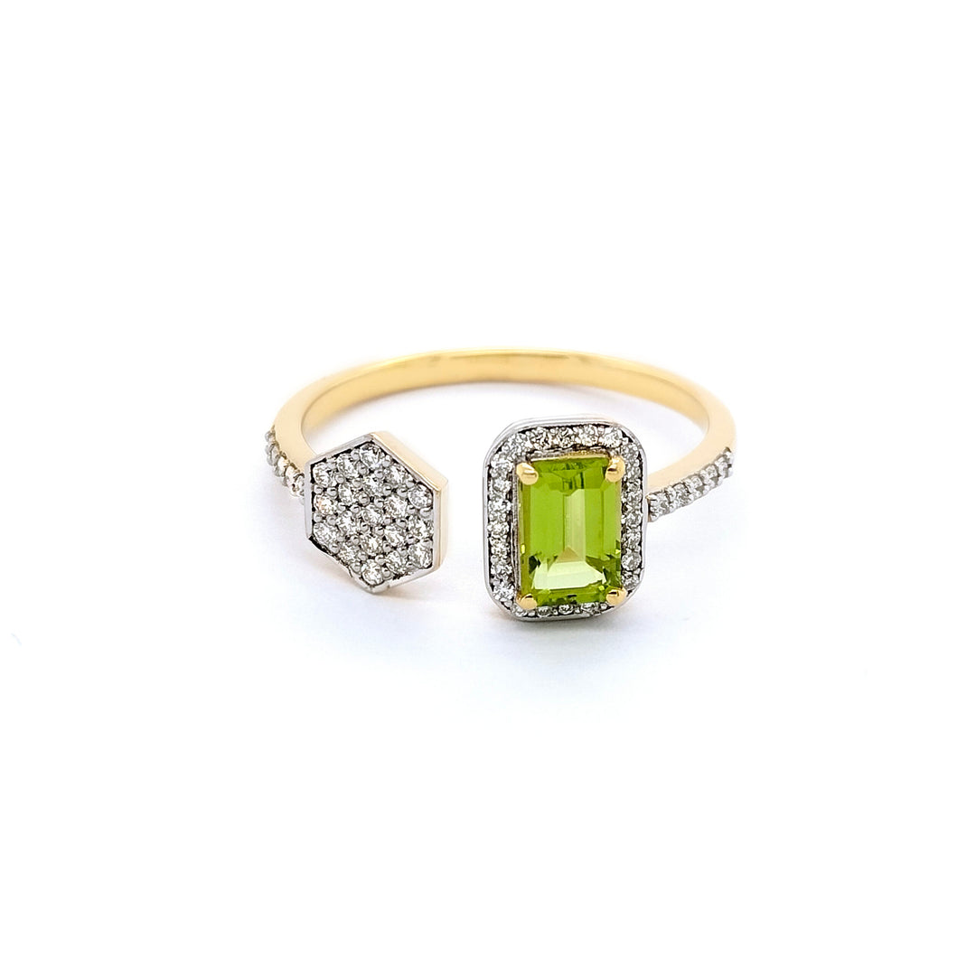 18k Peridot & Diamond Open Ring