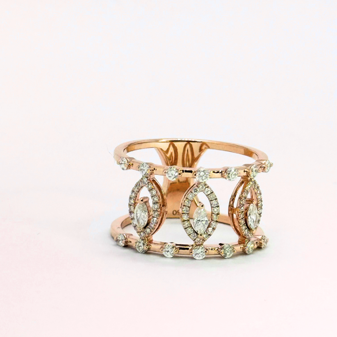 Dramatic Diamond Ring Rose Gold