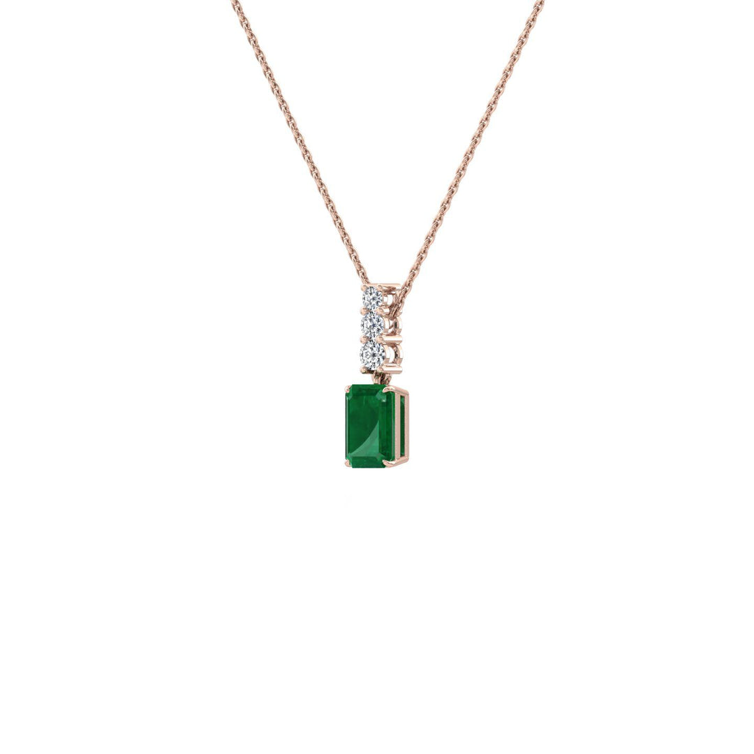 Emerald Tri Diamond Pendant