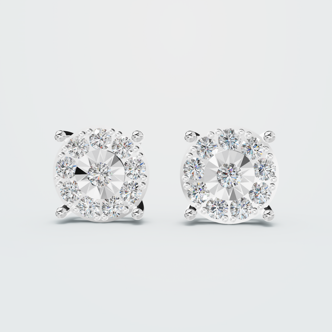 18k Round Diamond Earring Studs