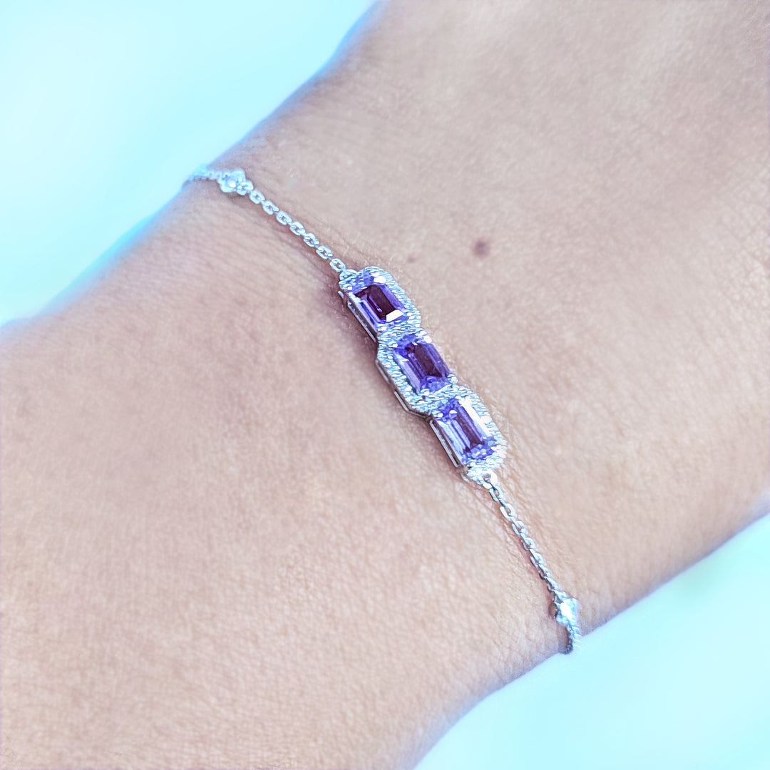 18k Gemstone Diamond Chain Bracelet