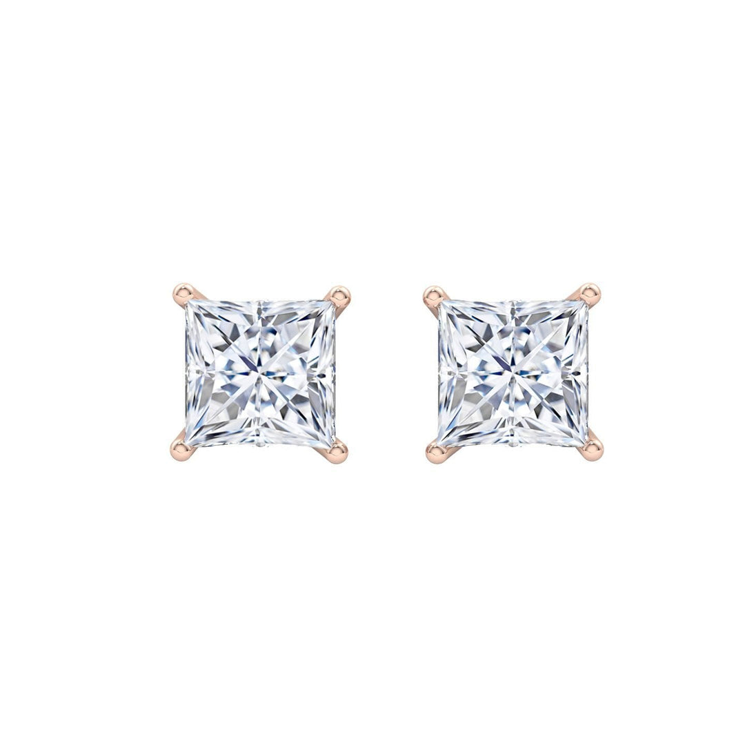 4 Prong Princess Cut Diamond Earrings