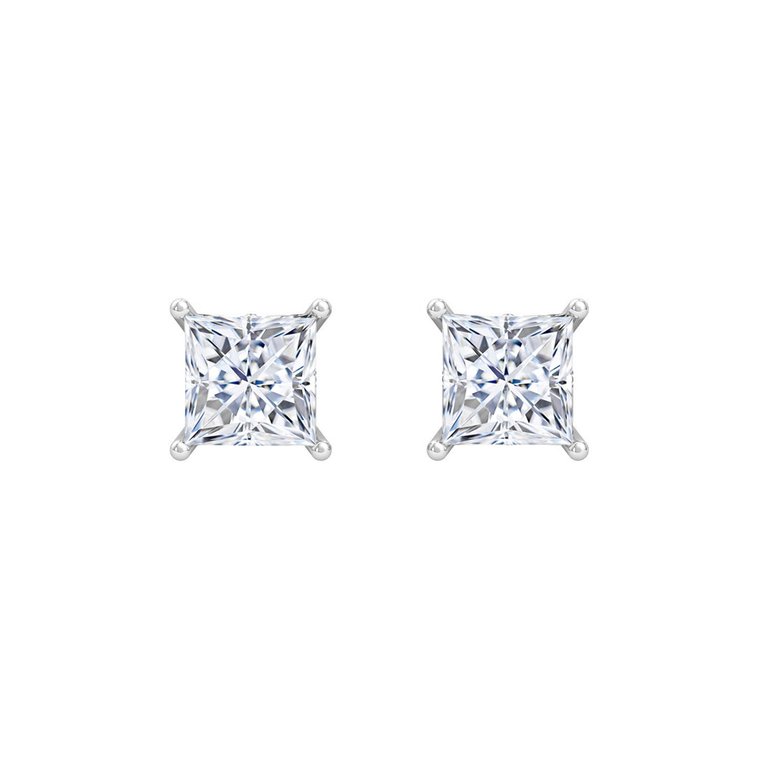 Princess Diamond Four Prong Earrings