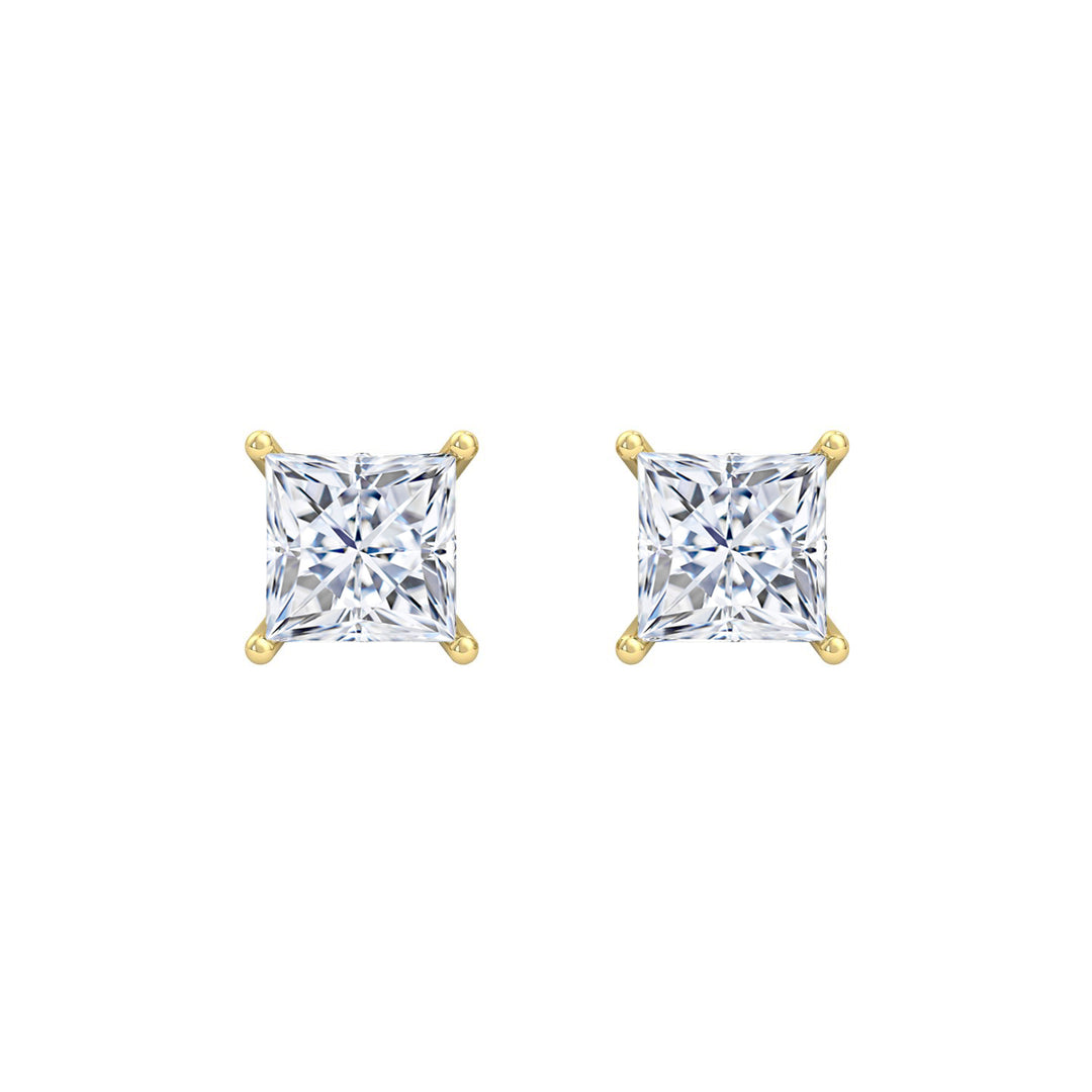 Princess Diamond Four Prong Earrings