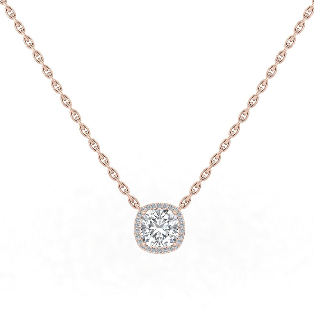 Cushion Halo Solitaire Diamond Pendant