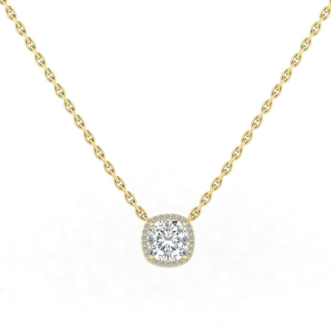 Cushion Halo Solitaire Diamond Pendant