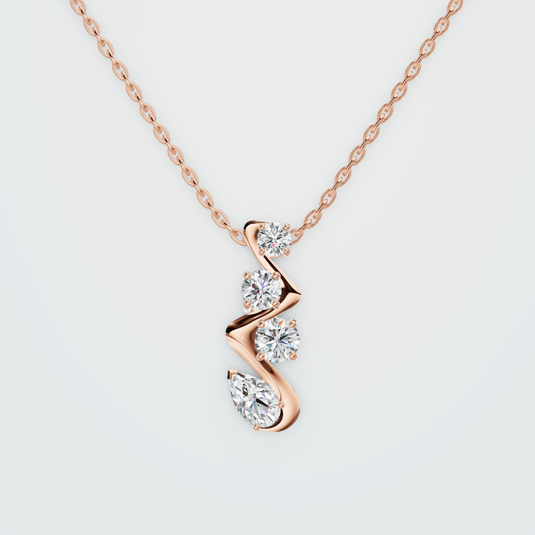 Spiral Solid Diamond  Necklace