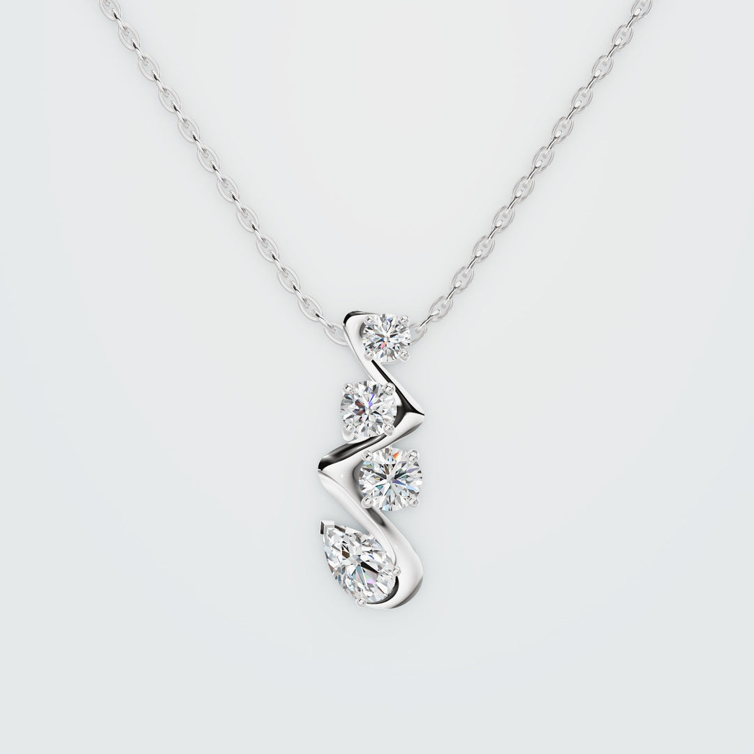 Spiral Solid Diamond  Necklace
