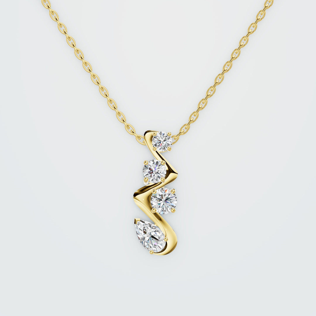 Spiral Solid Diamond  Necklace