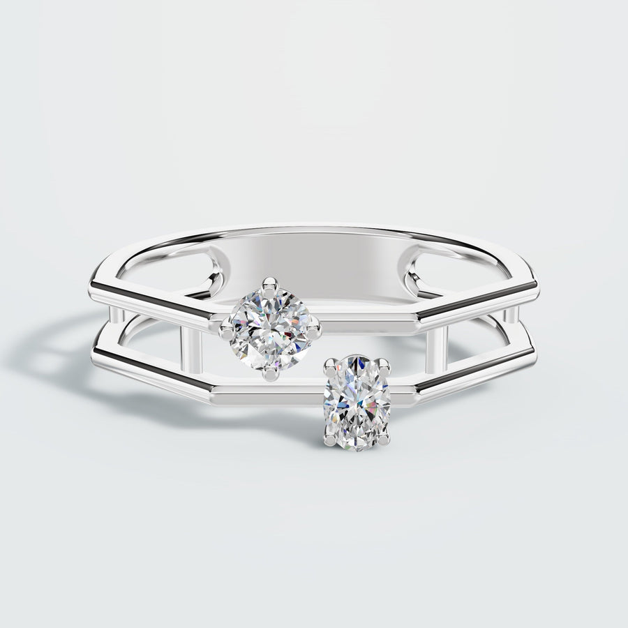 Two stone diamond Band in white gold