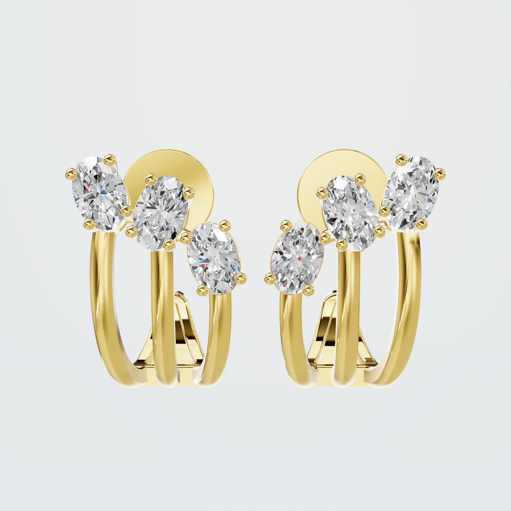 Floating Diamond Earrings in yellow gold