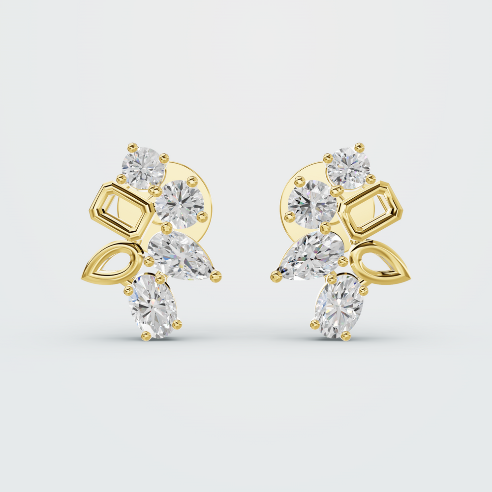 Diamond Flash Earrings in yellow gold